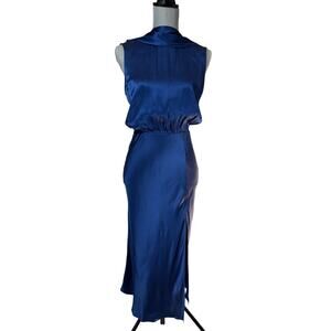 Amanda Uprichard Emerson Dress 100% Silk Cobalt Blue Size S NWT